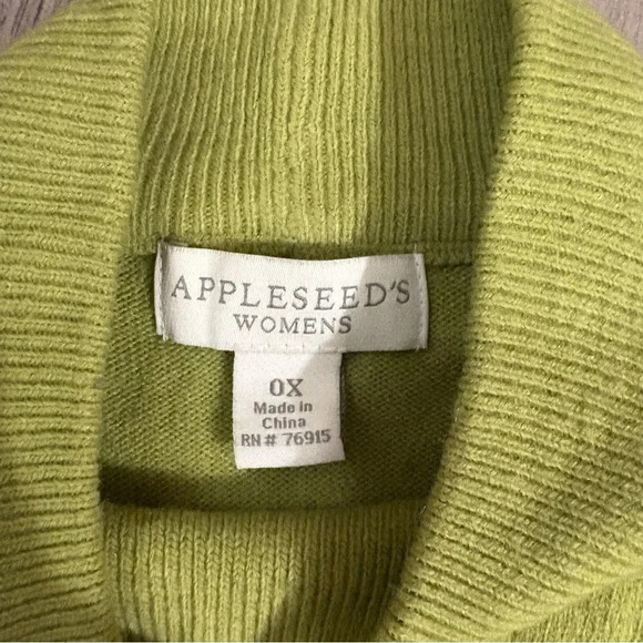 Appleseeds Cozy Green Pullover Mock Neck Sweater Size 0X - Picture 2 of 12